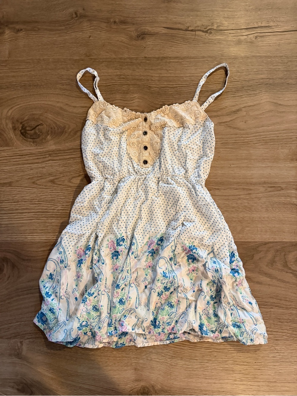 Free People White Floral Sundress with Lace Yoke